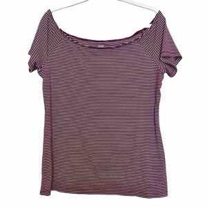 Old Navy Off the Shoulder Red Striped Top